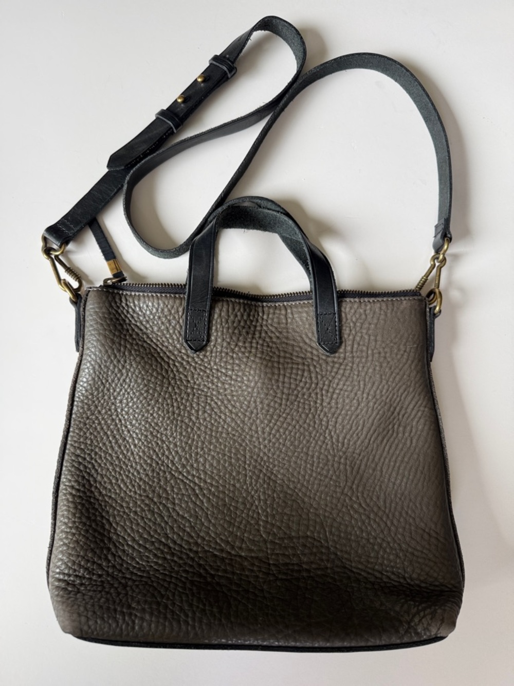 Madewell Pebbled Leather Transport Mini Convertible Shoulder Bag - Gray/Black